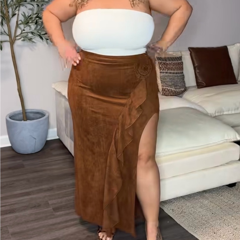 Elegant Brown Wrap Skirt